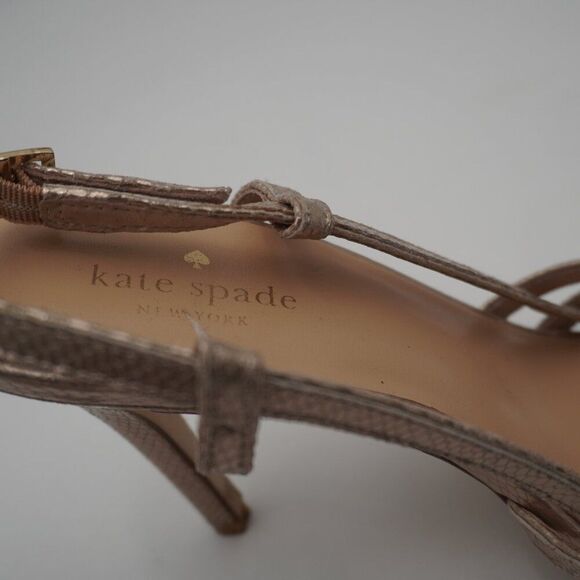 Kate Spade Metallic Gold Sexy Strappy Open Toe Stilettos Size 9M - Picture 6 of 7